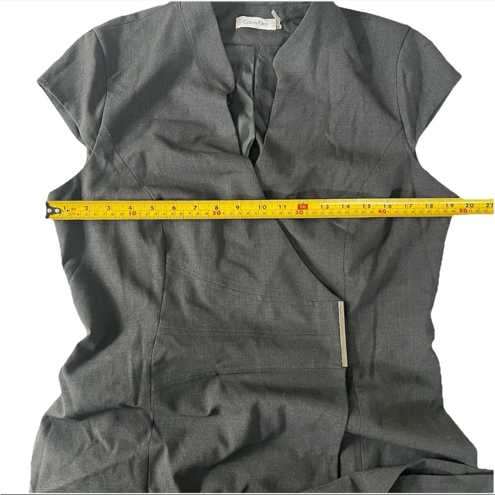NWOT Calvin Klein Knee Length Wrap Dress Womens 12 Gray Career Corpcore Classic - Picture 8 of 9